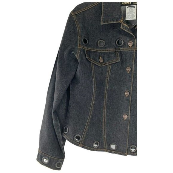 Revolt Jeans Co. Jacket Women's Size Large Long Sleeves Metal Flap Pockets Denim - Picture 5 of 6